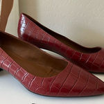 Aquatalia Pasha Croc Embossed Pointed Toe Pump Red Size 12 Photo 0