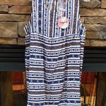 Hayden LA sleeveless boho navy blue brown Aztec print mini dress keyhole back Photo 2