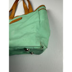 Vintage Tote Bag Leather Trimmed Accents Travel Purse Green Photo 8