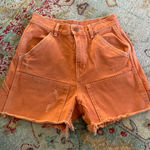 Urban Outfitters BDG Cut Off Carpenter Short Size 26 Orange Denim 90s Baggy Photo 0
