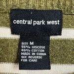 Central Park West Women's Medium Striped Green Crewneck Sweater Photo 4