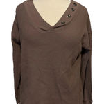 Seven7  Waffle Dusty Mauve Top Small With Button Detail Thermal V Neck EUC Photo 0