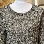Eileen Fisher  Organic Cotton Black/White Blend Cable Knit Pullover Sweater SZ SP Photo 2