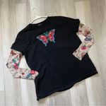 Delia*s Y2K Top butterfly tattoo long sleeve womens Black (large) kidcore punk Photo 3
