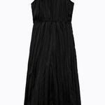 ZARA  Black Silk Satin Halter High Neck Ruffle Sleeveless Straight Jumpsuit Sz S Photo 9