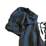 Hunter Bell Andie Linen Blend Dress Black Onyx Puff Sleeve Size 6 Women's Photo 2