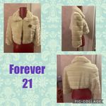 Forever 21 white faux fur crop coat size medium Photo 1
