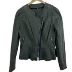 Free People  Peplum Olive Denim Military Utility Jacket Size 12 Photo 1