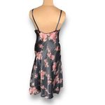 Vintage 90s California Dynasty Black Pink Floral Satin Slip Nightgown Dress Size M Photo 4