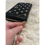 Moschino LOVE Black Vegan Leather Gold Heart Studded Full Zip Wallet Red Inside Photo 13