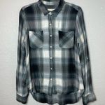 MOSSIMO Women’s Black and Gray Plaid Button Down Shirt Size XL Photo 0