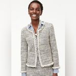 J.Crew  Women Braided Trim Jacket Speckled Tweed Blazer Old Money Career Size 4 Photo 2