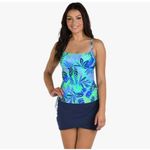 24th & Ocean Women's Side Shirred Tankini Swimsuit Top Pink Size 16 Photo 1