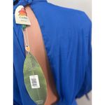 FARM RIO SHOULDERPADS SATIN LONG SLEEVE BLUE MAXI DRESS SIZE LARGE $260 NWT #194 Photo 7