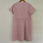 Lands' End Pink Wood Lily Medallion Tile Short Sleeve Button Front Mini Dress L Photo 4