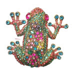 Colorful Frog Brooch with Multicolor Rhinestones Gold Photo 0