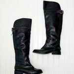 Hinge Over the Knee Leather tall boots In Black Size 7.5 Equestrian Bohemian Photo 0