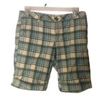 Degree Womens Mid waist Plaid Flat Front Blue Green‎ Bermuda Shorts Size 5 Photo 0