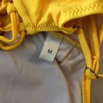 Womens Monokini One Piece Swimsuit Removable Cups Cutouts Lace Up Yellow M Size M Photo 2