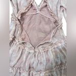 Aura  the Label Boho Ruffle Mini Dress Cut Out Long Sleeve Pink Floral Medium Photo 6