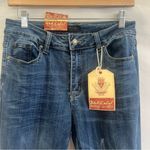 Pink Label Retro Inspired Jeans Juniors Size 7 Distressed Flare Raw Hem Festival Blue Photo 1