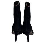 Stuart Weitzman  ‘Lithe’ Black Suede Patent Tortoise Trim Heeled Boots, Size 8.5 Photo 4