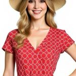 Banana Republic Red Geometric Wrap Dress Short Cap Sleeves Coastal Preppy Sz S Photo 10