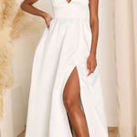 Lulus Blissfully Beloved Ivory Backless A-Line Maxi Dress Wedding Dress Size L Photo 0