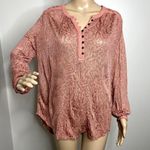 Lucky Brand  Pink Floral Textured Lace Top Photo 0