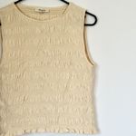 Madewell NWT Light Yellow Smocked Cotton Linen Blend Boatneck Tank - Size: Small Photo 4