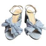 Loeffler Randall 7 Camellia Blue Pleated Bow Heel Designer Open Toe Ankle Strap Photo 0