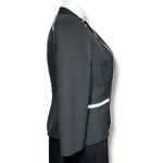 Kasper Womens Blazer Suit Jacket Zipper Pockets Black with White Accents Size 14 Photo 3