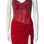 Glamorous Portia and Scarlett Red Sparkly Strapless Dress Size 6 Photo 1