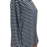 Denim&Co Navy White Nautical Stripes Stretch Full Zip Up Hoodie Jacket Womens 1X Blue Photo 4