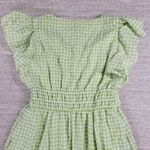 Taylor Gingham Dress Size 4 Green White Check Flounce Hem Slit Lined Cottagecore Photo 5