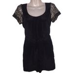 BCBGeneration BCBG Back Cutout Sheer Sleeve Romper Black XXS Photo 2