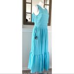 Anthropologie Dolan Smocked Bodice Maxi Dress Ruffle Blue Aqua Size XL NWT $248 Photo 3