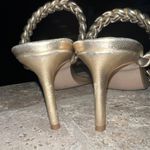 Bloomingdales AQUA brand Gold Braided Strap Sandal Heels Photo 3