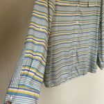 Investments long sleeve 100% silk button up striped blouse Women’s size L Photo 2
