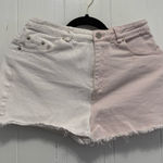 PaperMoon  Two-Tone Jean Shorts in White and Pink Photo 0