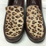 Franco Sarto  brown leather‎ animal print block heel loafers shoes ladies 8.5 Photo 8