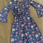 Victoria's Secret NWT Victoria’s Secret Gray Silvery Satin Long-Sleeve Floral Jumpsuit Size XS Photo 1