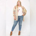 Solid Knit & Chiffon Mixed Cardigan Oatmeal color boho lightweight cardigan Photo 8