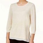 Ny Collection Ivory Solid Sweatshirt Metallic sz L Photo 0