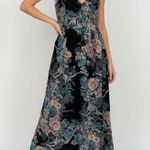 Free People  Intimately Black Floral Maxi Dress Spaghetti Strap V Neck S Photo 0
