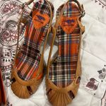 ZARA Rocket Dog brown Multicolor Plaid shell Wedge Sandals Photo 1