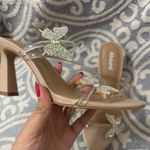 Abound  Size 8.5 Butterfly Kimora Clear Strap Beige Sandal With Rhinestones Heels Photo 7