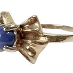 Vintage 10K 10KT Round Star Blue Sapphire Bow Design Yellow Gold Ring Size 6 Photo 4