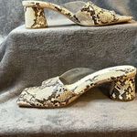ZARA  Animal Print Snake Vinyl High Heel Square Toe Mules Slides Size 41 Photo 3