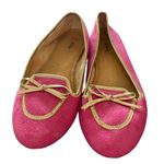 Isaac Mizrahi Women's Pink Suede Ballet Flats Gold Bow Size 10 Photo 0
